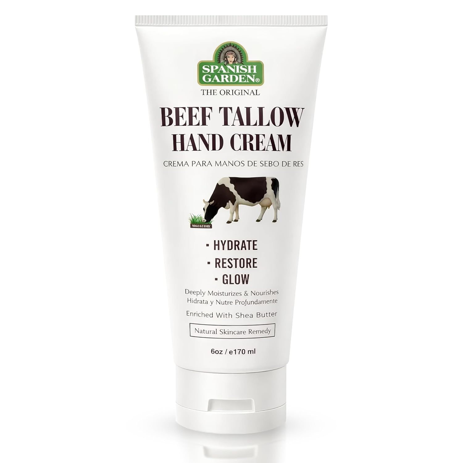 Spanish Garden Beef Tallow Hand Cream with Shea Butter – 6 Oz Deep Moisturizing Hand Cream for Dry Cracked Hands - Non-Greasy Hydrating Lotion for Rough, Overworked Skin