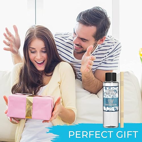 Miniatura 333 de Urban Naturals Reed Diffuser Oil Refill Ocean Mist Sea Salt with Salt Spray, Violet Leaf, Sea Grass, Driftwood 8 oz + Free Reed Sticks, Made in The