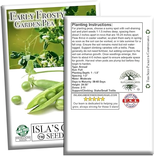 Miniatura 7 de Semillas de guisantes de jardín "Early Frosty" para plantar, más de 50 semillas tradicionales por paquete, semillas de jardín de Isla (semillas de