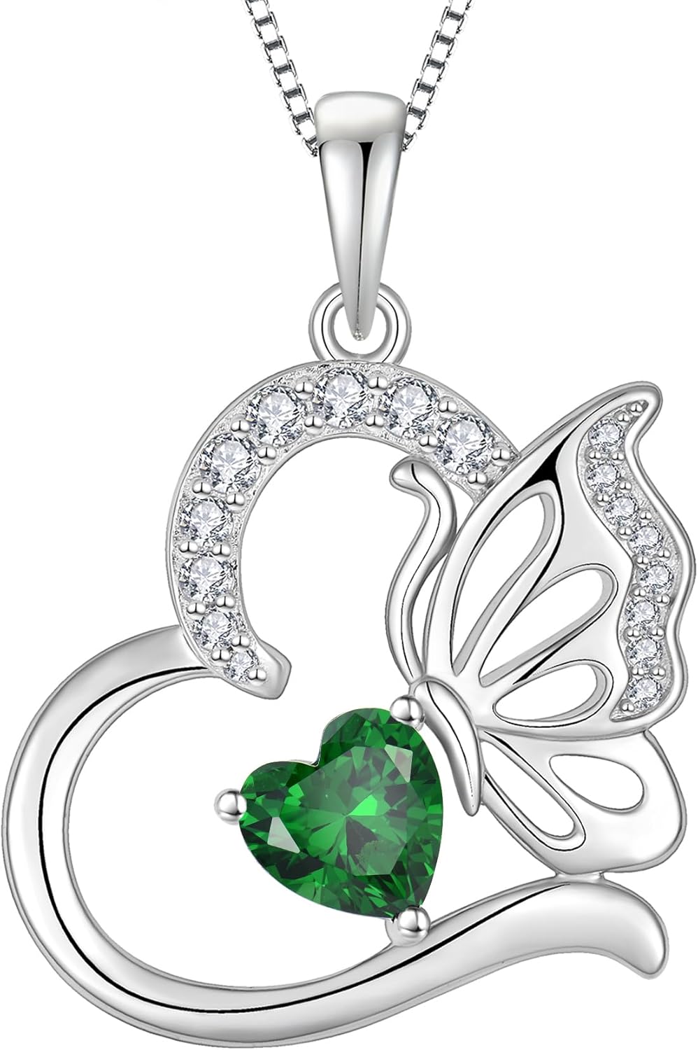 Butterfly Necklace for Women 925 Sterling Silver Heart Pendant Birthstones Jewelry Gift