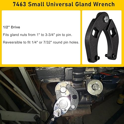 Miniatura 3 de Camoo 7463 Llave de tuerca de glándula ajustable con orificios de pasador de 14 y 732 pulgadas de diámetro para tuercas prensaestopas de 1 a 3-34