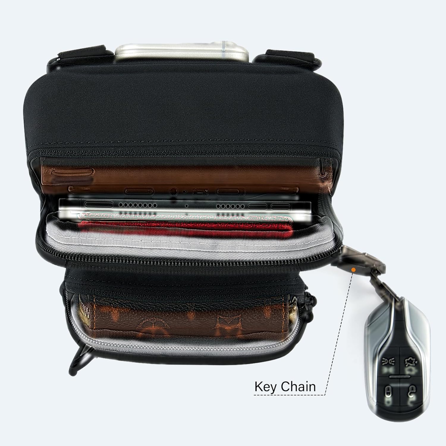 Durable Crossbody Bag for Men and Women Adjustable Shoulder Sling Bag with Multiple Zipper Pockets Unisex Daypack - Image 6