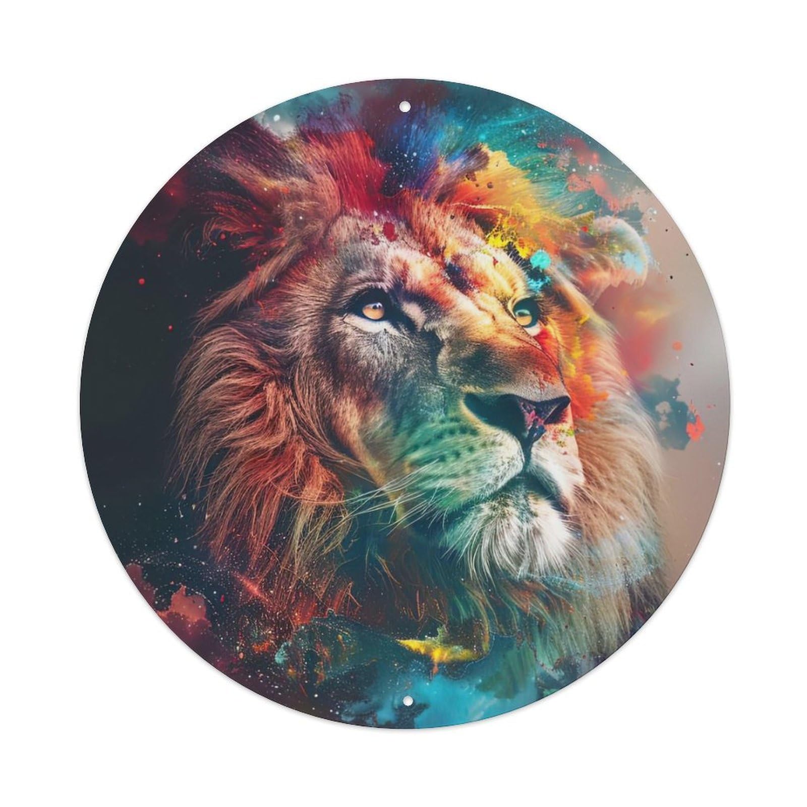 Animal Artwork A Lion Looking at The Sky Metal Tin Sign