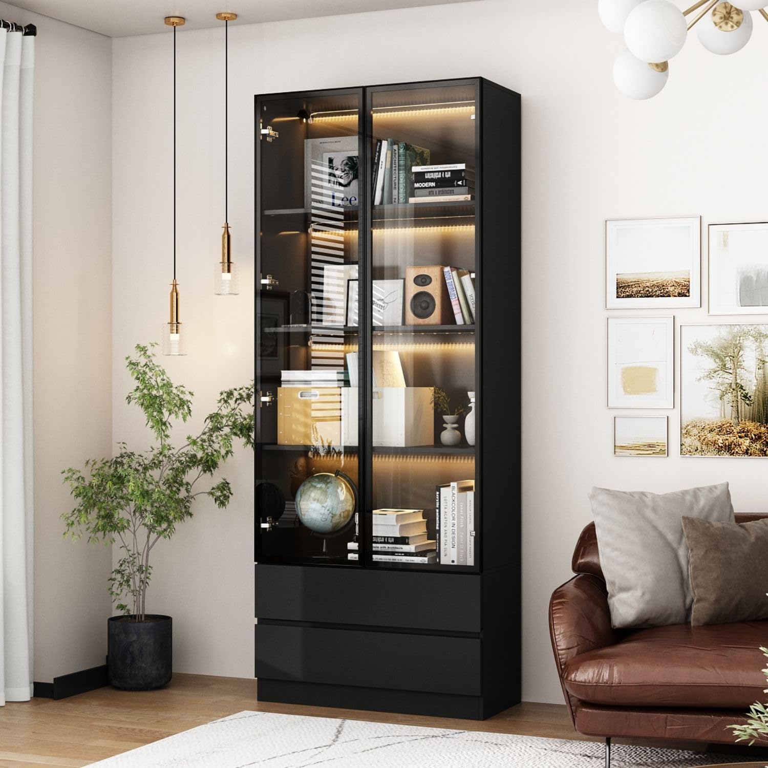 Amazon.com: Janmer Home Kitchen Storage Cabinet with Display Stand ...