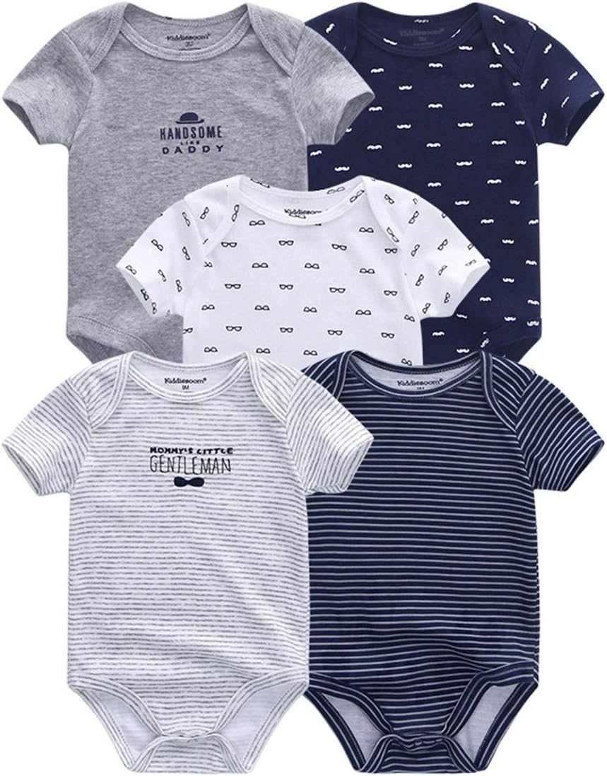 Kiddiezoom Unisex Baby 5-Pack Short-Sleeve Bodysuit
