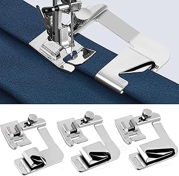 YEQIN 3 Sizes Wide Rolled Hem Pressure Foot Sewing Machine Presser Foot Hemmer Foot Set 1/2 Inch, 3/4 Inch, 1 Inch Compatible with for Brother Singer and Other Low Shank Sewing Machine