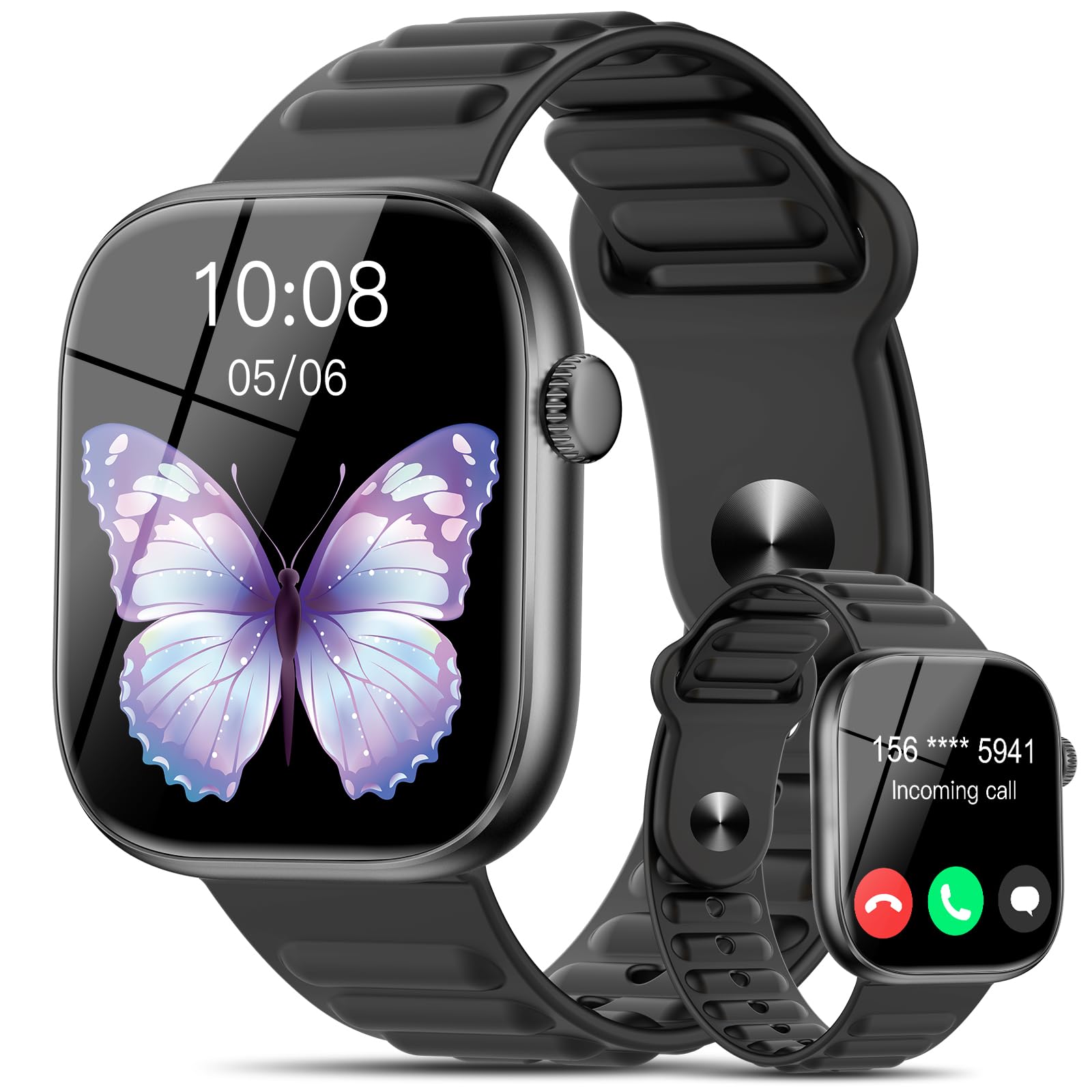 Marsyu Montre Connectée–Appels Bluetooth, Sport, Surveillance de la Santé | 1,83" HD Appels Notifications Musique. Suivi santé : fréquence cardiaque, SpO₂, sommeil et respiration, 100+ modes sportifs