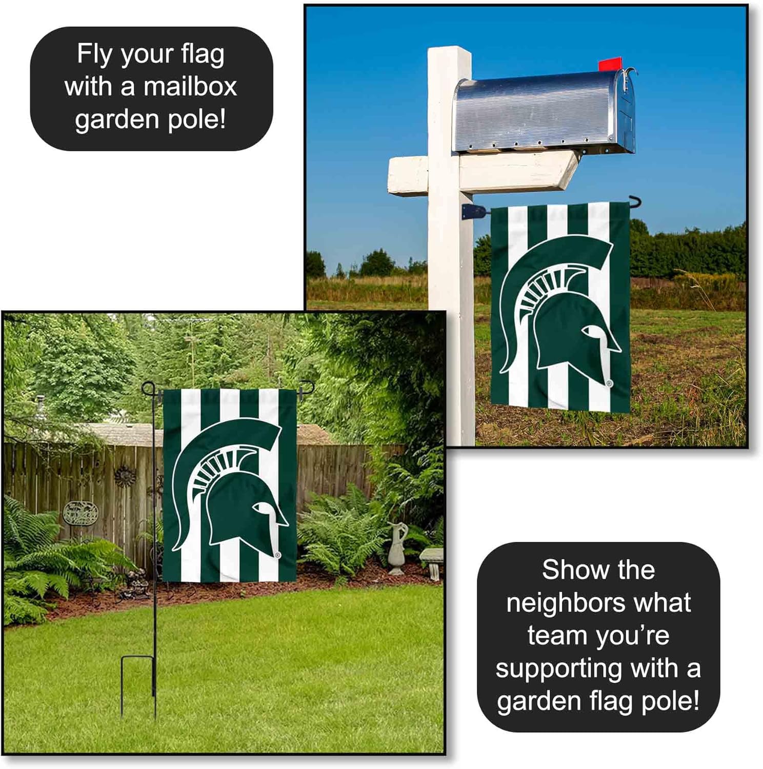 Michigan State Spartans Stripe Out Garden Flag - Image 4