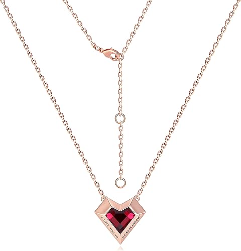 Leafael Collares de corazón de hiedra para mujer cadena de plata de ley 925 colgante geométrico 3D de cristal de piedra natal chapado en oro rosa de