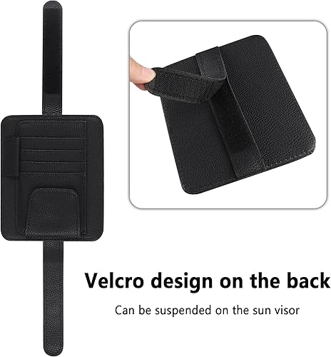 Miniatura 3 de Aokdom Organizador multifunción de cuero para visera de automóvil con soporte para lentes de sol tamaño pequeño y multiranuras elegantes accesorios