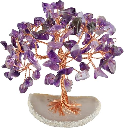 Miniatura 9 de mookaitedecor Árbol de cobre con amatista natural, cuarzo rosa y acuario, con base de ágata, decoración del hogar para riqueza y suerte, 3.5 a 4