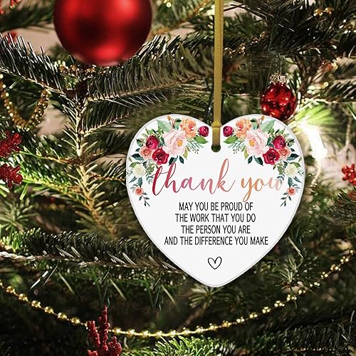 Vista 47 de REWIDPARTY Adorno de recuerdo de agradecimiento – Regalo de agradecimiento para familiares, amigos, profesores – Corazón de cerámica de 3 pulgadas