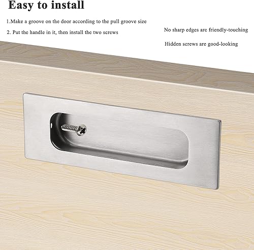 Miniatura 6 de Fashion Furniture Direct Paquete de 20 tiradores de acero inoxidable empotrables de níquel manchado para puerta, con bolsillo empotrado,