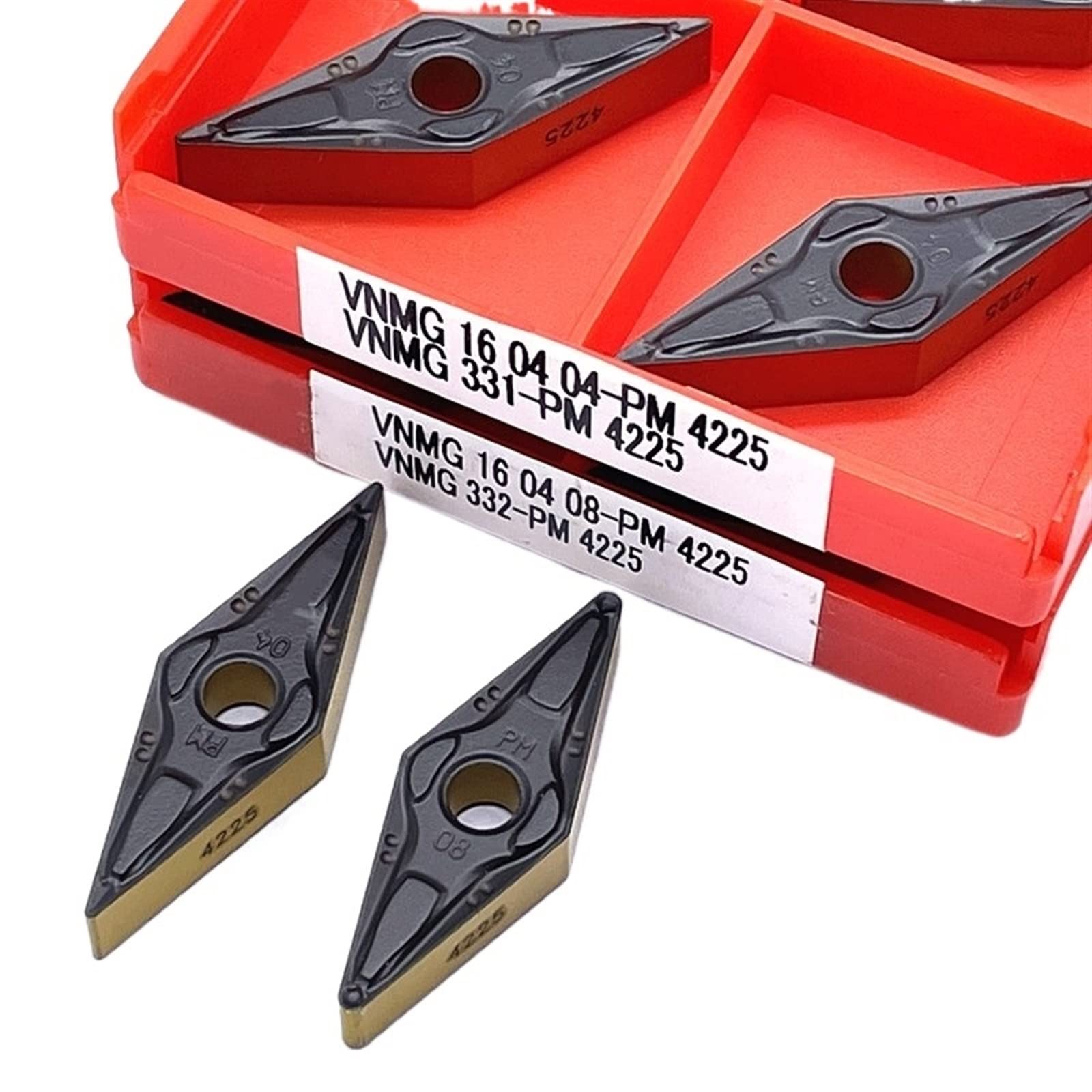 AALLYN Indexable Carbide Lathe Tool 10pcs VNMG160404 VNMG160408 VBMT160404 VBMT160408 PM 4225 Carbide Tool Metal Turning Tool CNC Turning Tool Lathe Tools (Size : VNMG160404-PM 4225)