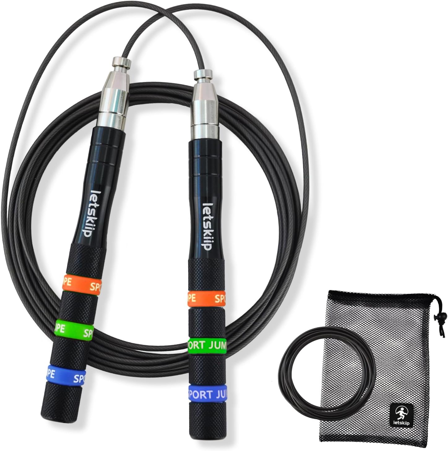 Pro Speed Jump Rope, Self-Locking & Adjustable for Functional Fitness, Double Unders, and Endurance Training - 360° Ball Bearings, Aluminum Handles, 2 Cables & Bag for Intense Home & Gym