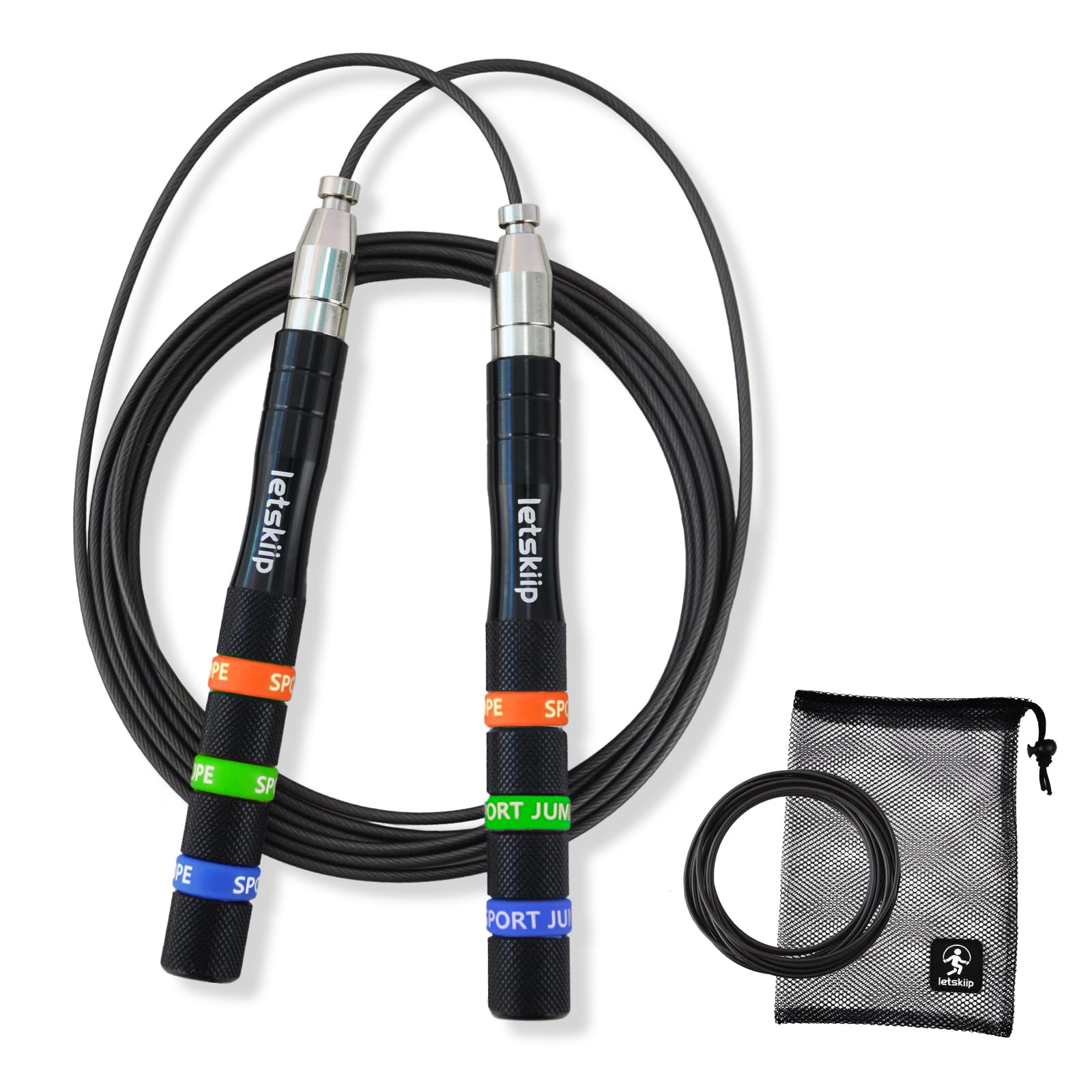 Pro Speed Jump Rope, Self-Locking & Adjustable for Functional Fitness, Double Unders, and Endurance Training - 360° Ball Bearings, Aluminum Handles, 2 Cables & Bag for Intense Home & Gym