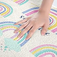 Vista 5 de Erosebridal Alfombra de baño arcoíris de 20 x 32 pulgadas, alfombra de baño de arcoíris pastel, alfombra de área de vellón arcoíris con estrellas