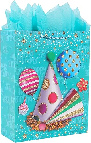 Elephant-package Bolsas de regalo extra grandes de 16.3 pulgadas con papel de seda para niñas, bolsas de fiesta de cumpleaños (rosa)