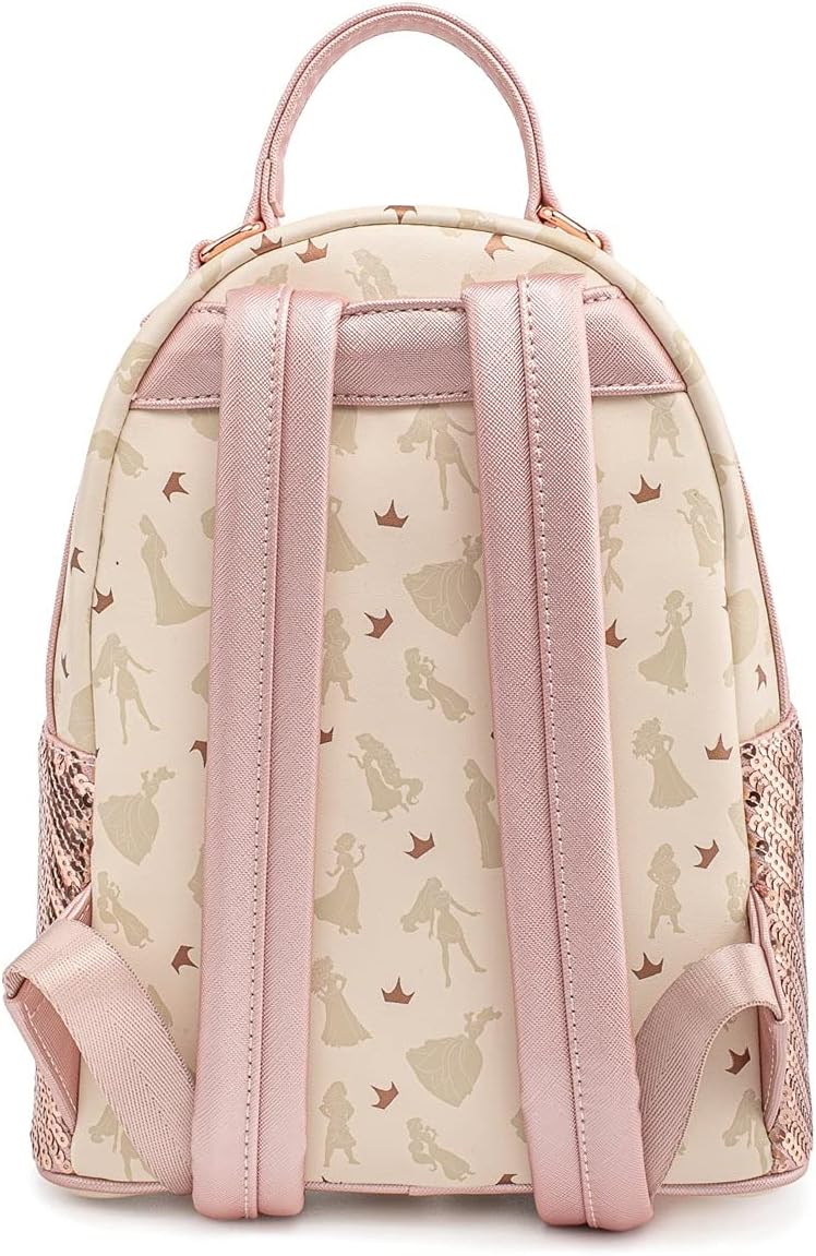 Loungefly Disney Ultimate Princesses All Over Print Sequin Womens Double Strap Shoulder Bag Purse - Image 5