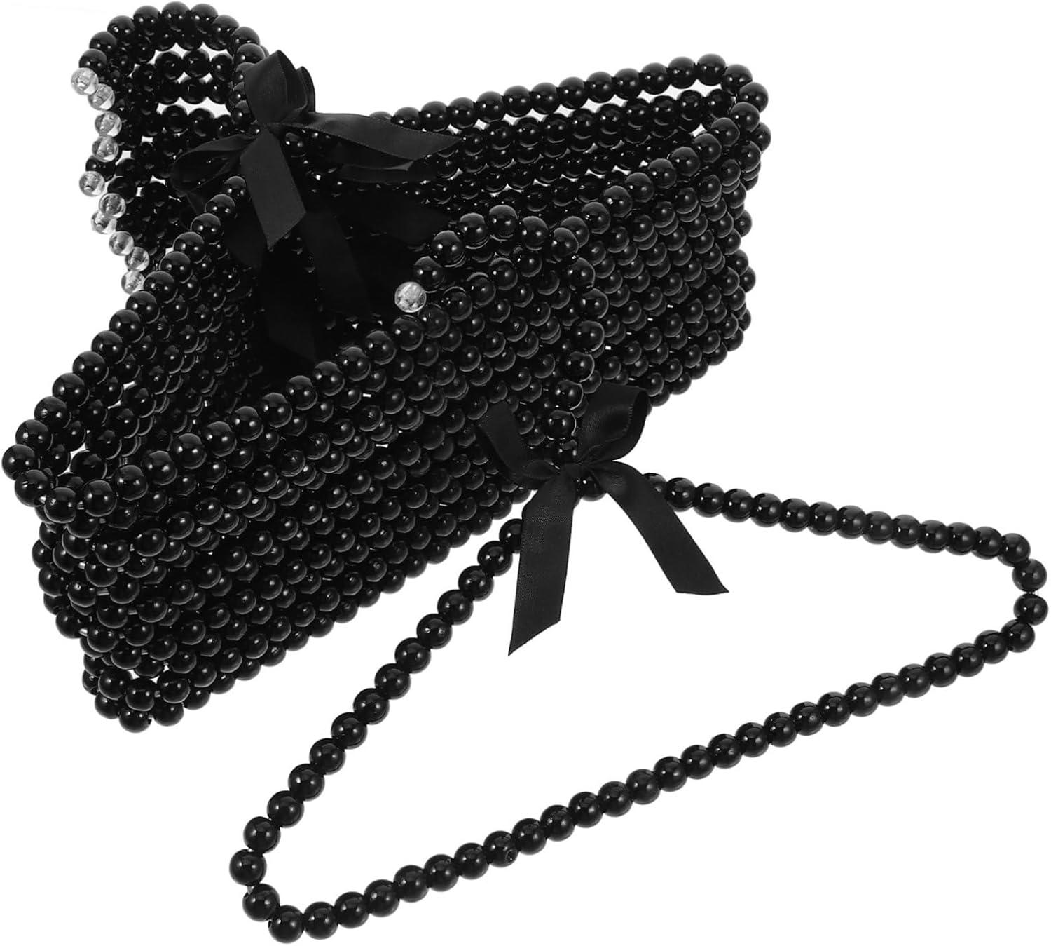 12pcs Elegant and Pet Clothes Hangers with Ribbon Bowknot Garment Rack for Boy Girl Dogs and Cats Black