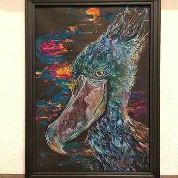 Amazon.co.jp: ハシビロコウ 絶滅危惧種 鳥 原画 エキゾチックアニマル