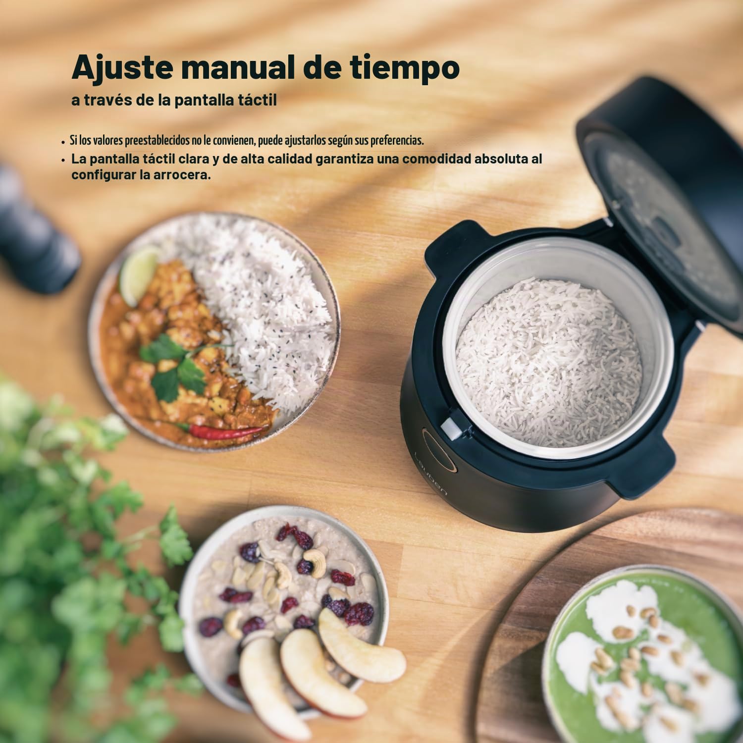 Lauben Multifunction Rice Cooker 1500BW, arrocera multifunción, 350 W, 1,5 l, pantalla digital, 9 programas, revestimiento antiadherente, conservación de temperatura, retardo