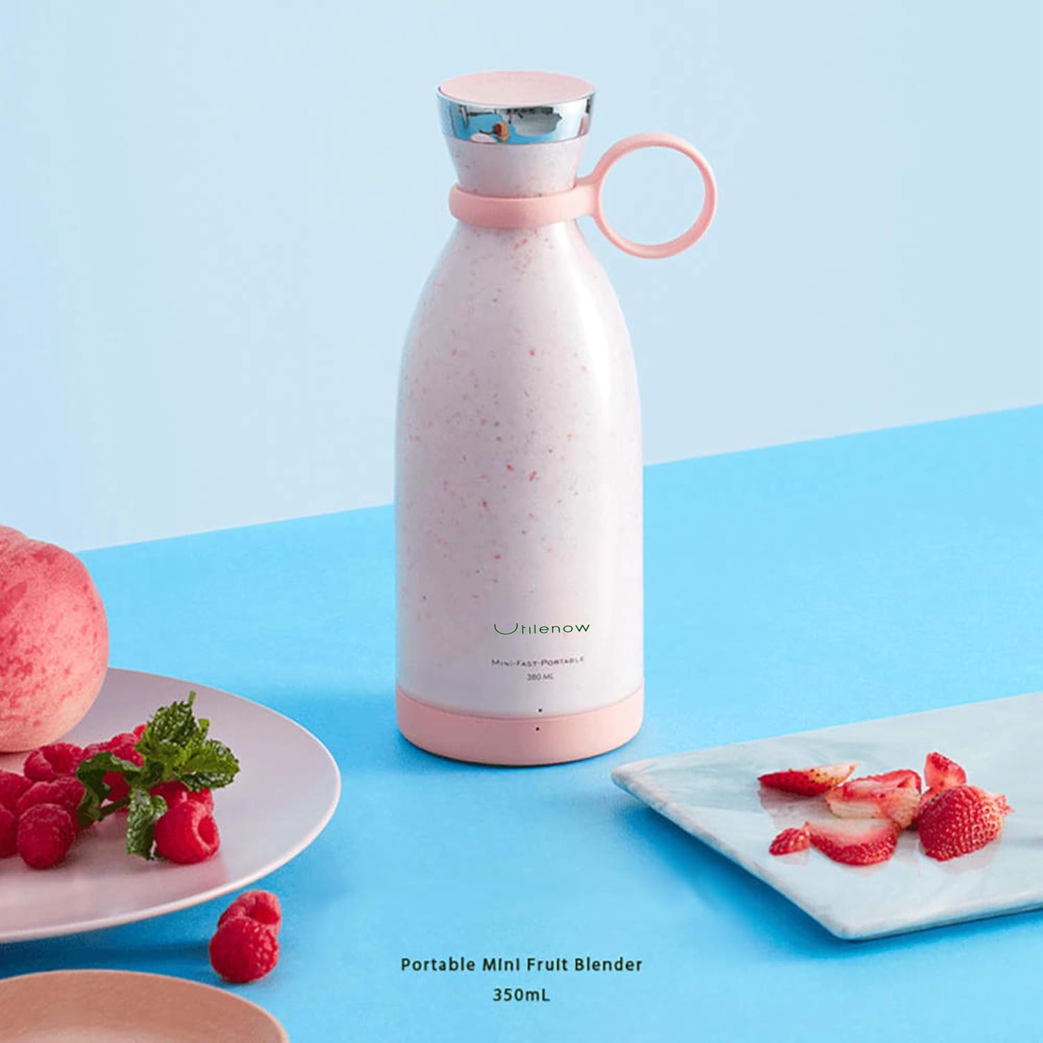 Portable Blender for Smoothies Juice Shake, Powerful Blender Bottle for Travel,Home, Office Use, Gym, Rechargable and Wireless, Small Blender,12OZ Blender Cup (Pink), Easter Gift, Gift Ideas