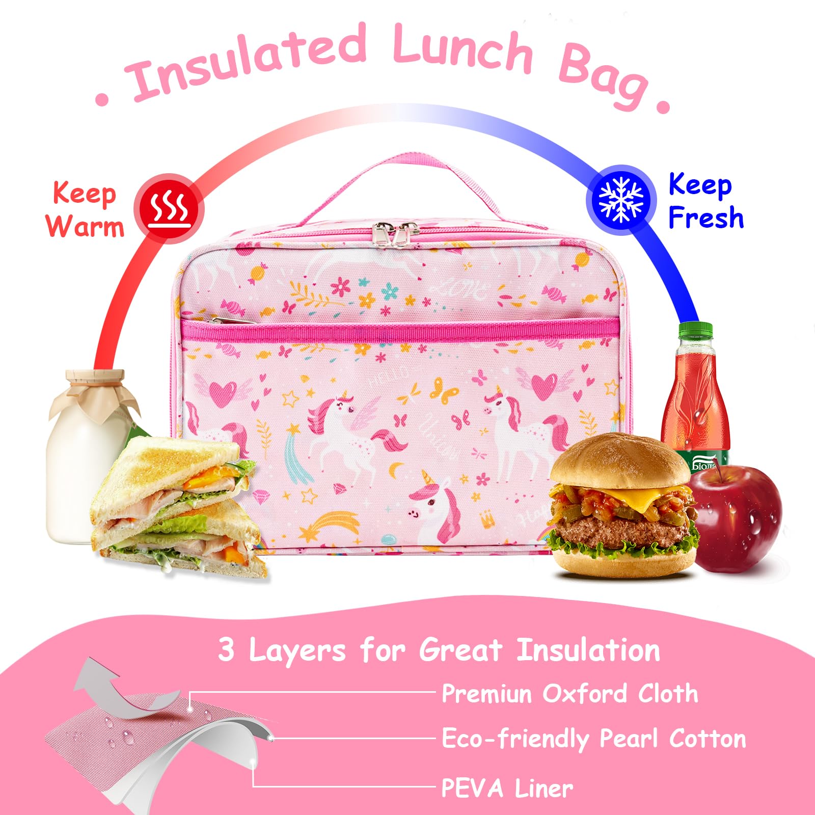 MOKANI Lunch Bag Kids, Insulated Lunch Box for Boys Girls Portable Meal Tote Kit, Back to School Gifts - Image 2