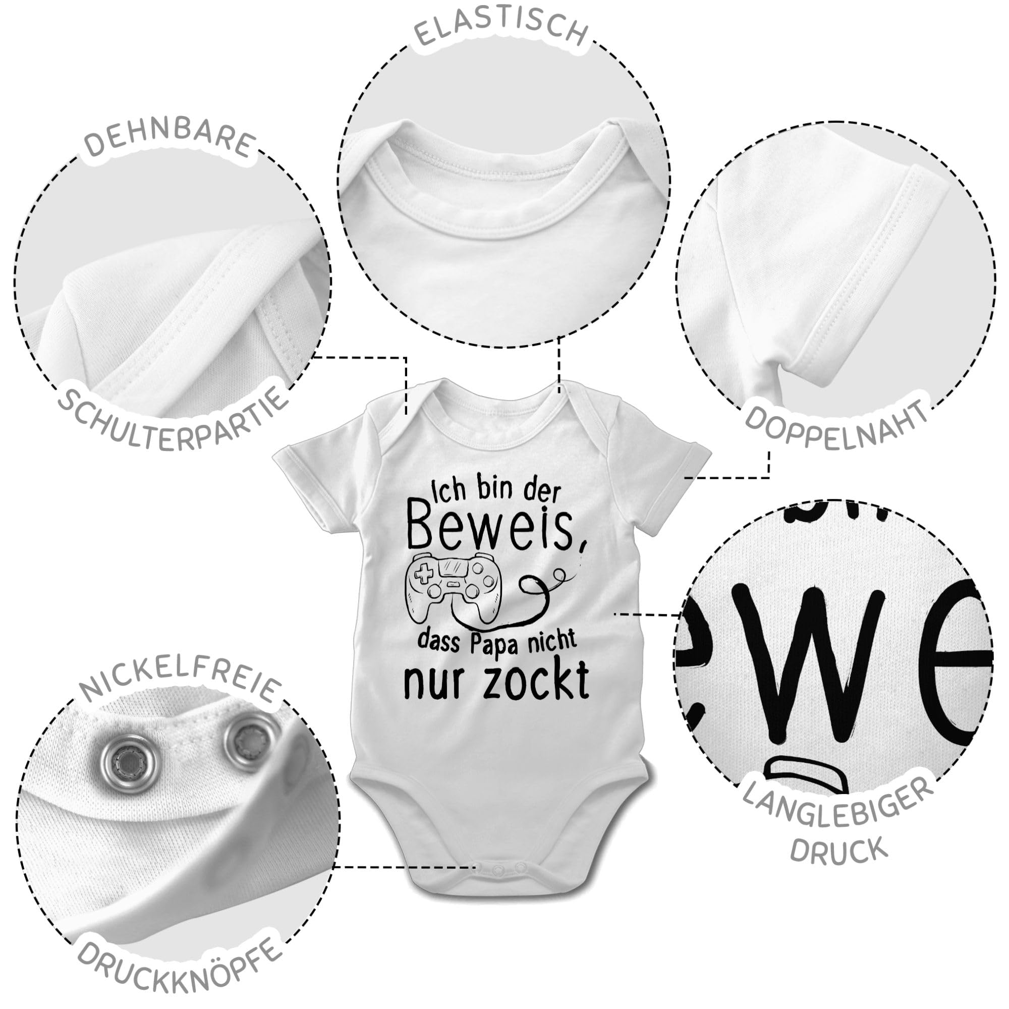 Shirtracer - Baby Body Kurzarm - Geschenk zum Vatertag - Ich bin der Beweis dass Papa nicht nur zockt