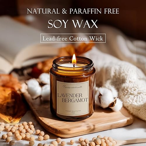 Miniatura 4 de Velas perfumadas de lavanda y bergamota para el hogar, cera de soja natural, aromaterapia, velas no tóxicas, regalos para mujeres y hombres,