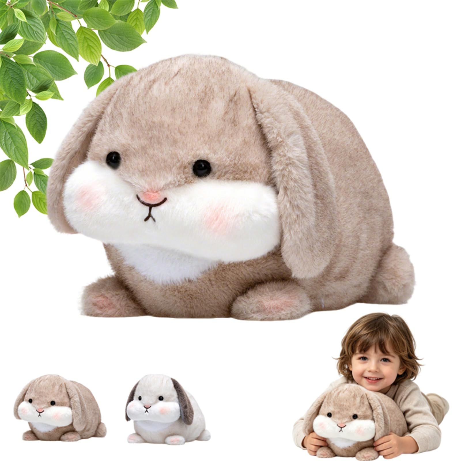ZBELLO Plush Rabbit Toy, Cute Lop-Eared Bunny Plush Toy, Soft Kawaii Rabbit Stuffed Animal Pillow for Kids Adults, Multiple Sizes (38cm,yellow)