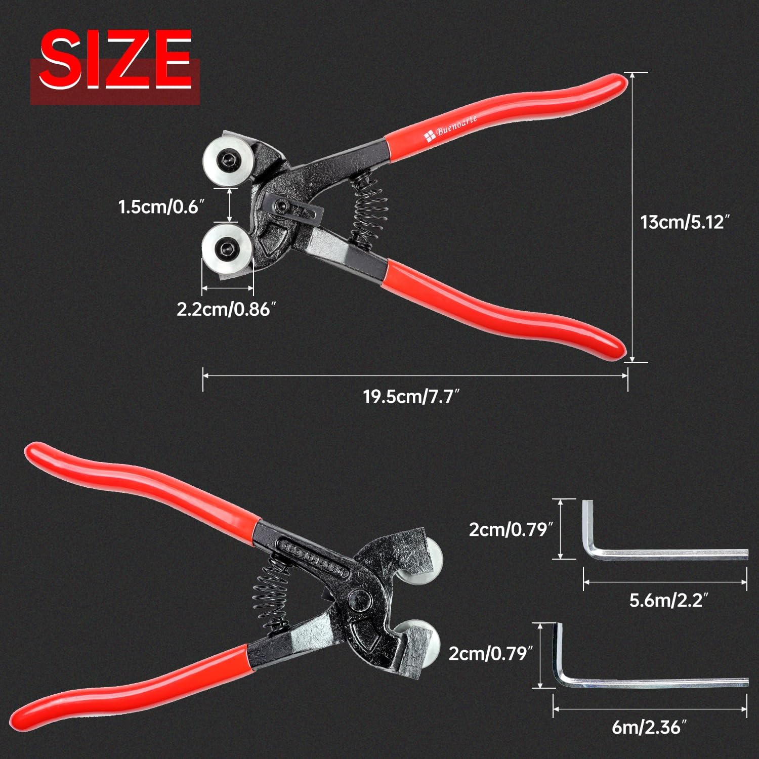 Glass Tile Nippers - Heavy Duty Wheeled Glass Mosaic Nipper & Hd Ceramic Tile Nipper, Tile Cutter Pliers Soft-grip Handle - Shapping Plier, Nipper Cutting Tools (8 Inch Wheeled Glass Mosaic Nipper)