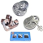 Brain Teaser Puzzle for Adults Puzzles Metal Hole Lock Adult Educational Toy Jigsaw IQ Puzzle (Blue)