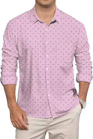 KYKU Mens Long Sleeve Shirt Fashion Button Down Casual Shirts for Men with Pocket