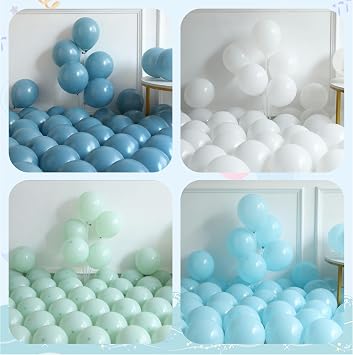 Under the Sea Party Decorations, 154pcs Slate Blue Mist Green Balloon Garland Arch Kit, Bubble Balloons with Dolphin Shark Hippocampus Foil Balloon for Ocean Birthday Party Supplies Shark Party Decor