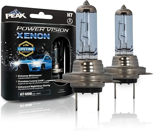 PEAK H7-55W Power Vision XENON - Faros delanteros de 55 W, color blanco brillante, paquete de 2