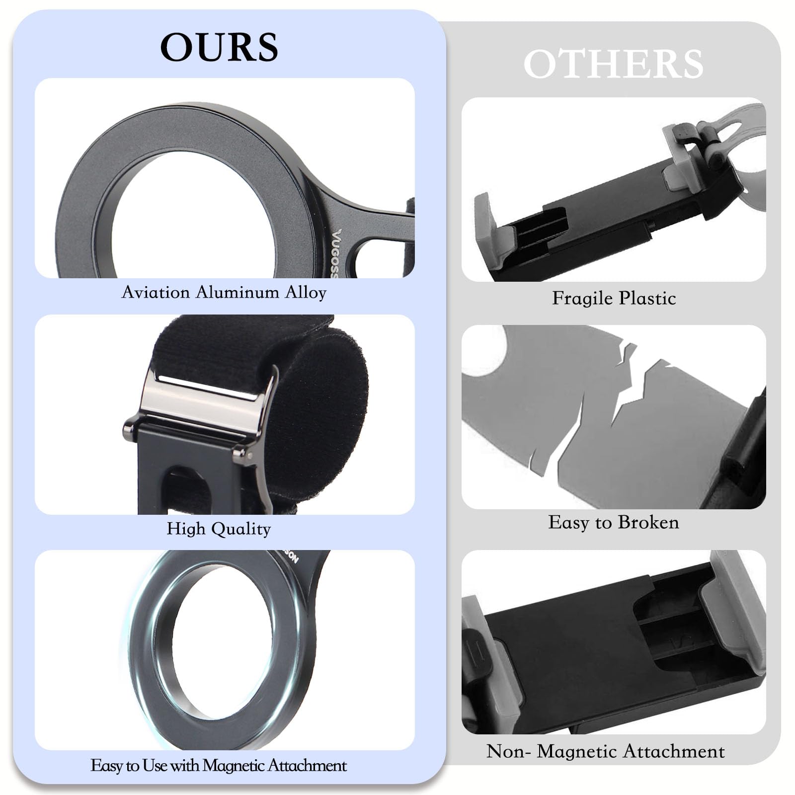 Soporte magnético para teléfono Tesla, soporte de teléfono para volante MagSafe, funciona en iPhone, Samsung y todos los teléfonos, anillo magnético incluido (negro)