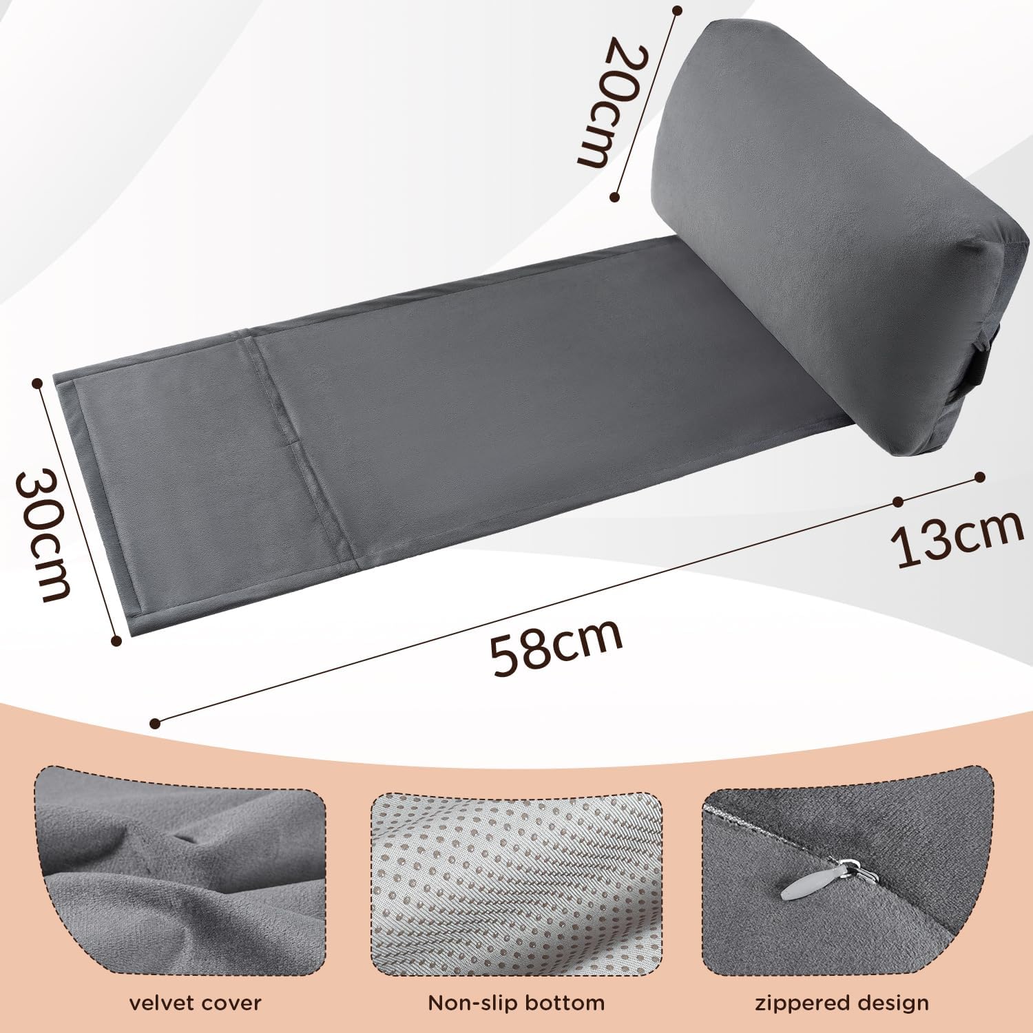 Head Recliner Pillow Adjustable Shredded Memory Foam Headrest Pillows for Recliner Chairs,Non-Slip Velvet Cushion for Pain Relief Neck Support Pillow for Travel Home Sofa Armchair with Zipper Cover - Image 3