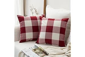 MIULEE 2-Pack Farmhouse Red Plaid Pillow Covers