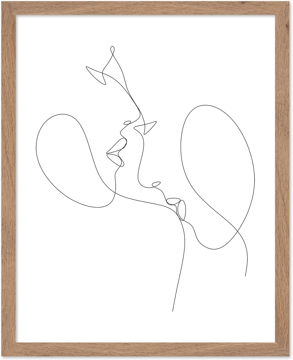 Poster Master Couple Print - Kiss Poster - Valentine's Day Gift - Gold Line Drawing Art - Romantic Wall Design - Abstract Sketch Art - Bedroom, Dorm or Office Decor - 8x10 UNFRAMED Wall Art