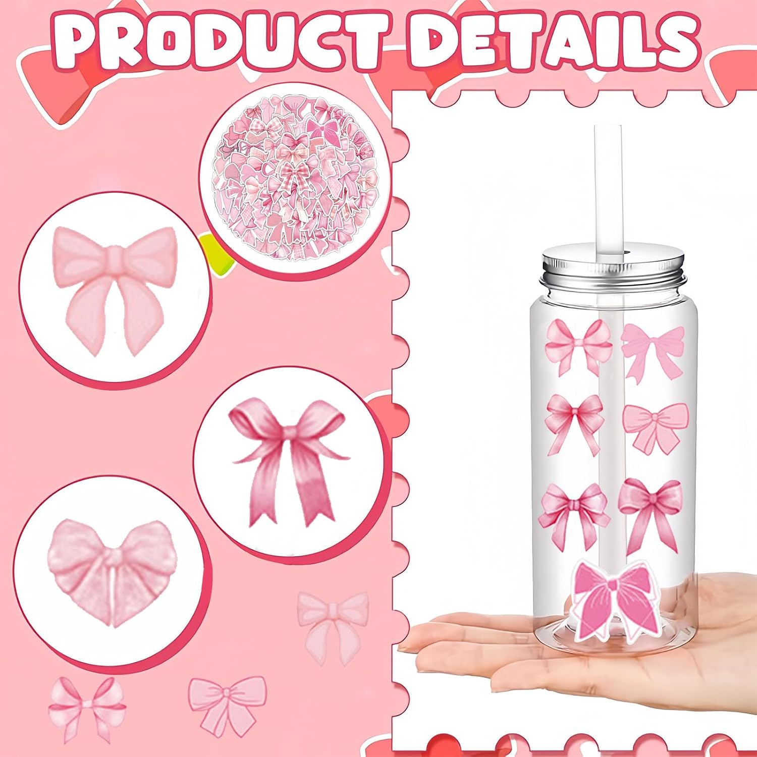 74PCS Bow Party Favors, 24 Slap Bracelets and 50 Stickers for Goodie Bags image 2