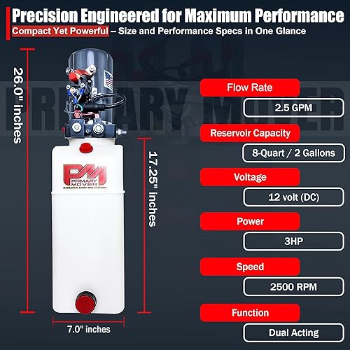 Miniatura 16 de KTI Bomba hidráulica de doble efecto de 4 cuartos de galón para remolque volquete - Unidad de potencia hidráulica - Bomba de remolque de volcado