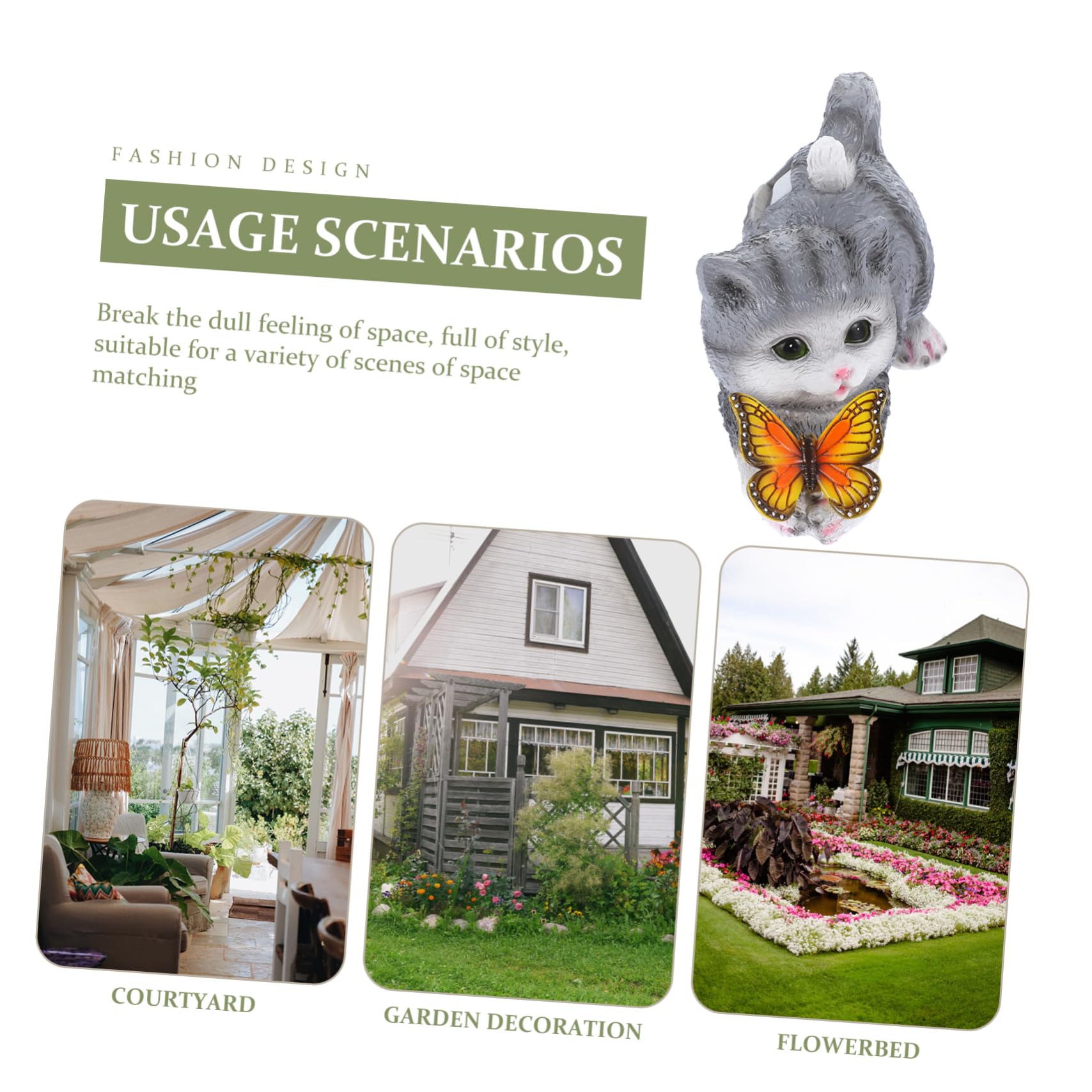 BESPORTBLE Solar Katzenstatue aus Kunstharz für Garten und Terrasse | Lebendige Tierfigur in Realistischer Form, Dekoratives Modell für Sammler, Passend bei Raumgestaltung