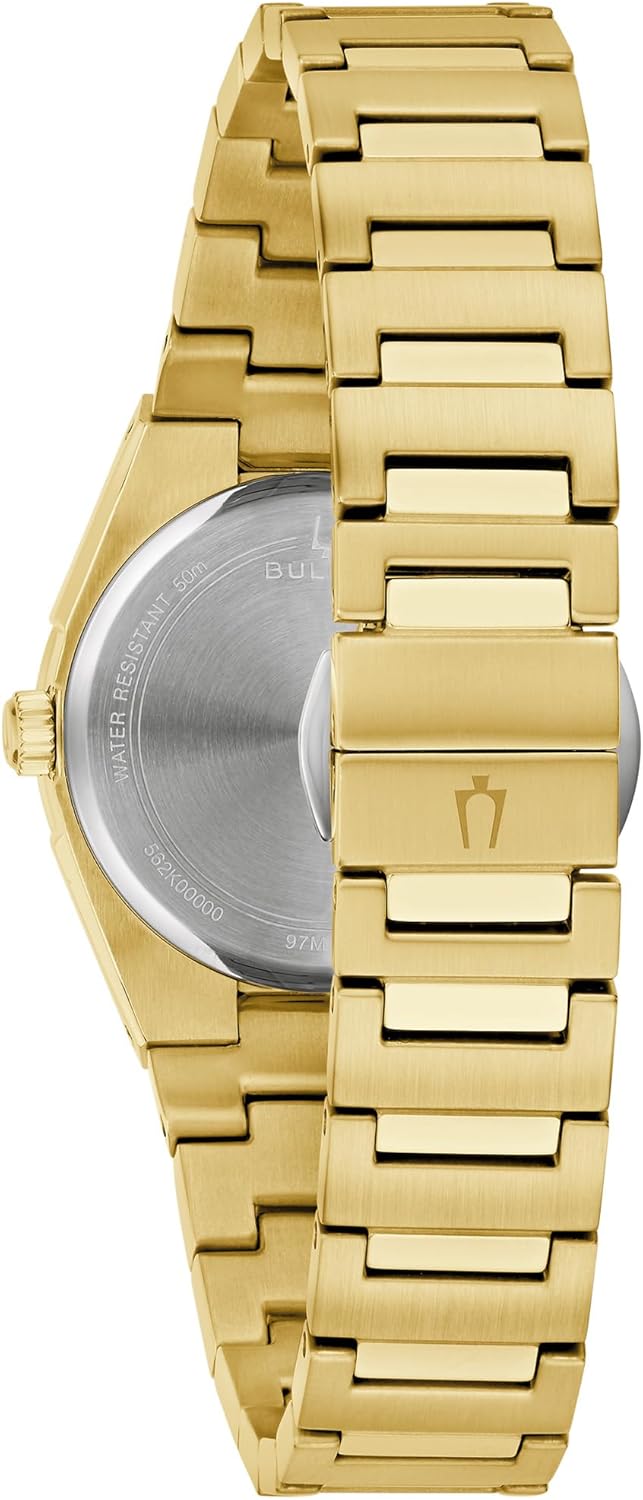 Bulova Ladies Dress Classic 3-Hand Calendar Date Quartz Watch, Stainless Steel Bracelet, Patterned Dial, 28mm - Image 3