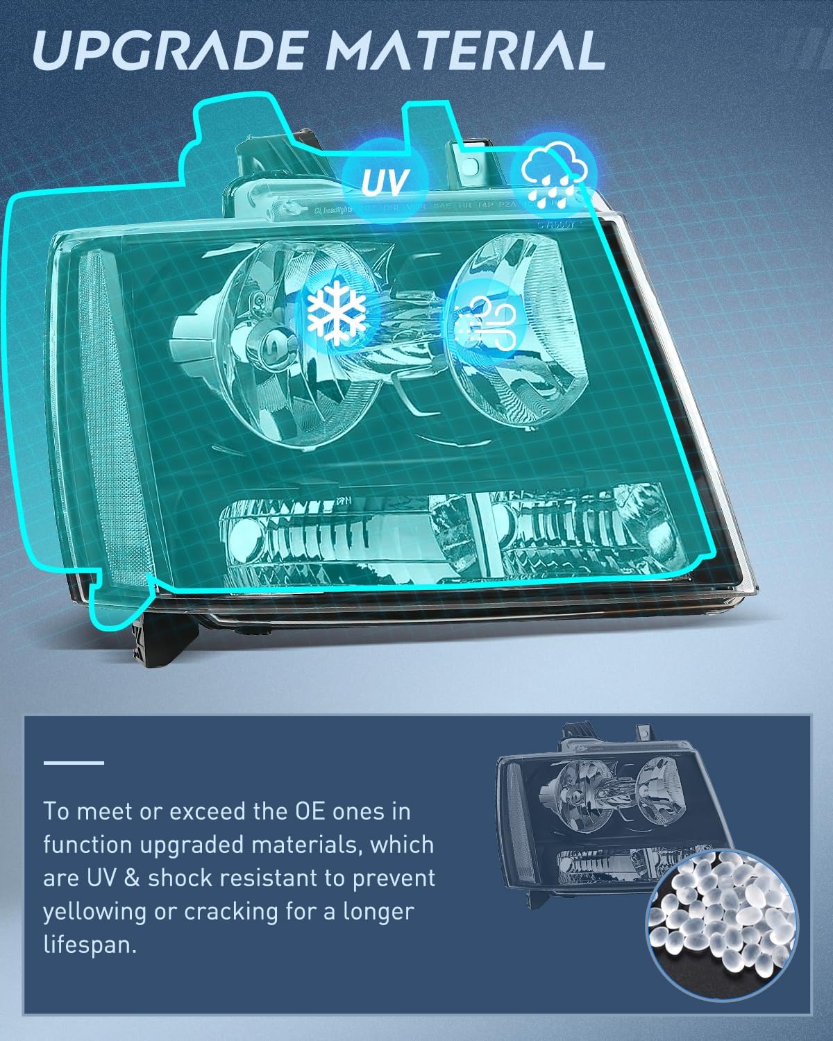 Nilight Headlight Assembly for 2007 2008 2009 2010 2011 2012 2013 2014 Chevy Avalanche Tahoe Suburban 1500 2500 Replacement Headlamp Bumper Lamp Set Black Housing Clear Reflector