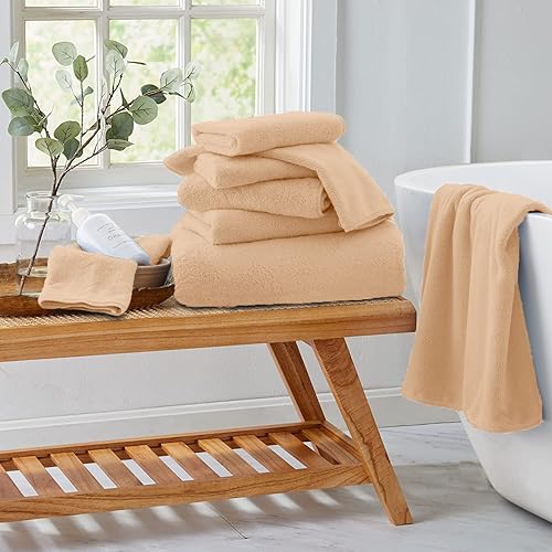 Vista 103 de Juego de toallas de microfibra de 8 piezas, 2 toallas de baño, 2 toallas de mano, 4 toallas pequeñas, toalla de baño extra grande para baño, hotel