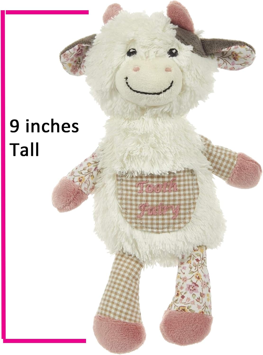 Maison Chic Cassie The Cow Plush Tooth Fairy Figure Pillow for Little Girls About to Loose a Tooth and Celebrate That First Milestone (Cow, Cassie)