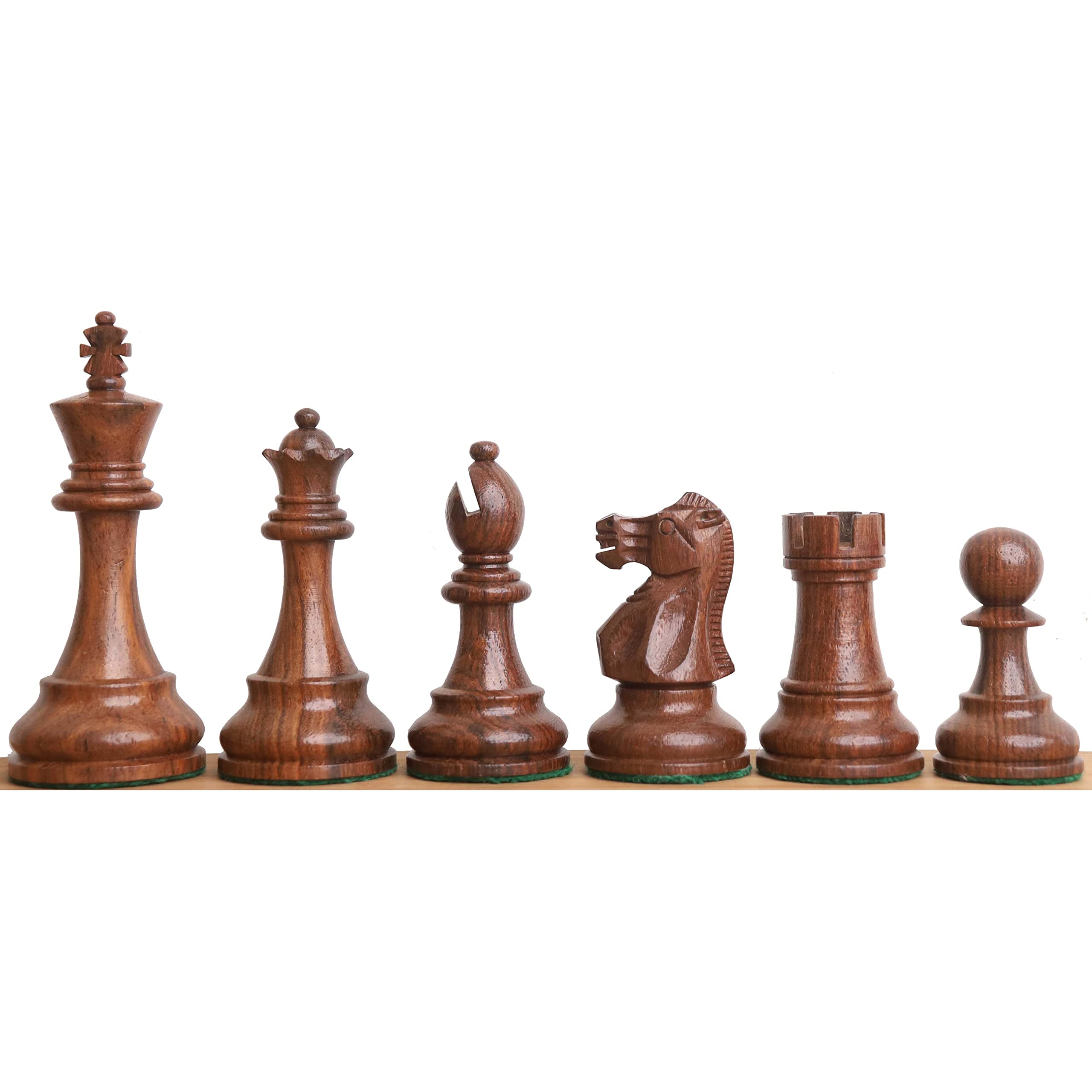 Royal Chess Mall - 10,4 cm große, klassische Staunton-Schachfiguren aus Holz - gewichtetes goldenes Palisander