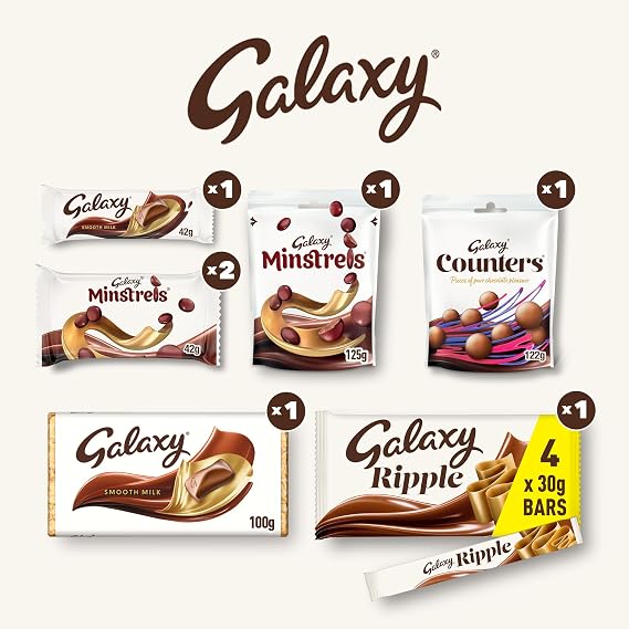 Galaxy Variety Chocolate Hamper Gift Box, Assorted Milk Chocolates | Premium Assorted Milk Chocolate Selection, Perfect For Birthdays And Celebrations, Includes Smooth Milk Minstrels And Ripple