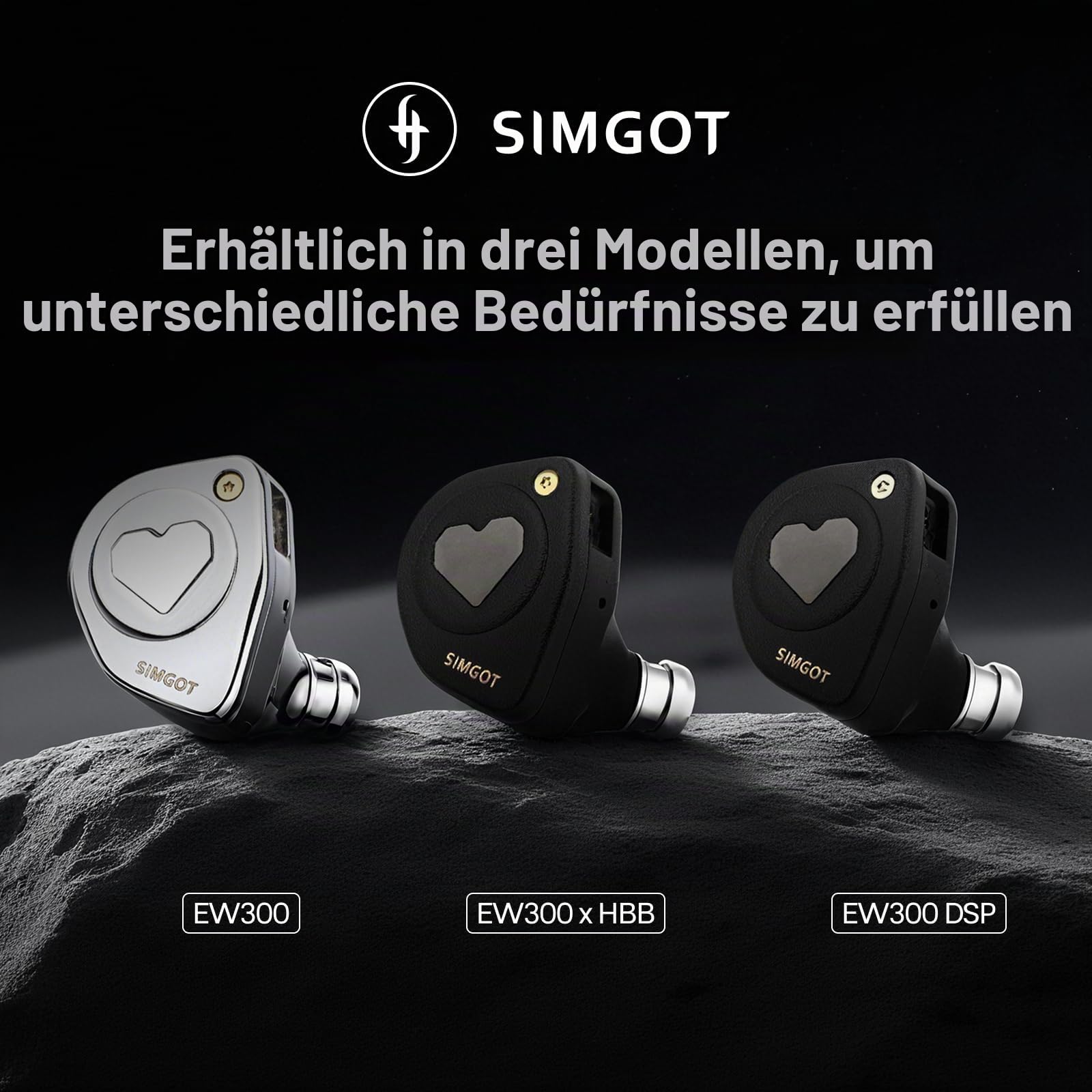 SIMGOT EW300 In-Ear-Monitor, 1DD+1Planar+1PZT Hybrid-Treiber IEM-Ohrhörer, HiFi kabelgebundene Ohrhörer mit abnehmbaren Düsen, Gaming-Ohrhörer mit OFC-IEM-Kabel für Audiophile (SIMGOT-EW300